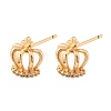 Crown Brass Micro Pave Clear Cubic Zirconia Stud Earrings for Women EJEW-G428-06G-4