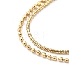 304 Stainless Steel Round Snake & Ball Chains Double Layer Multi-strand Bracelet for Women BJEW-B064-11G-2