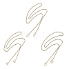 Adjustable Brass & Natural White Shell Geometric Tassel 304 Stainless Steel Box Chain Lariat Necklaces for Women NJEW-JN06259-2