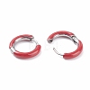 Two Tone 304 Stainless Steel Chunky Huggie Hoop Earrings with Enamel for Women EJEW-C043-11-05P-3