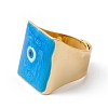Square Enamel with Evil Eye Wide Band Finger Rings RJEW-A014-02G-01-4