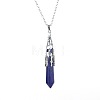 Natural Lapis Lazuli Six-Sided Prism Healing Dowsing Pendulum Pendant Iron Cable Chain Necklaces for Divination HM5691-7-1