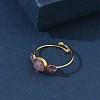 Natural Amethyst Adjustable Finger Rings for Women RJEW-A101-01G-04-3
