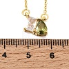 Brass Pave Cubic Zirconia Rectangle & Teardrop Pendant Cable Chain Necklaces KK-CBAB173-05G-10-5