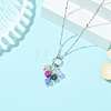 Natural Multicolor Tourmaline Dice Beaded Tassel Pendant 304 Stainless Steel Satellite Chain Necklaces for Women NJEW-JN06450-02-1