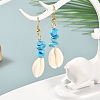 Natural Cowrie Shell Beads Dangle Earrings EJEW-JE04642-4