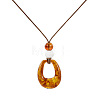 Resin Teardrop Pendant Long Necklaces with Wax Cord FS-WGD1F48-02-1