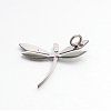 304 Stainless Steel Rhinestone 3D Dragonfly Mini Pendants STAS-E090-77P-3