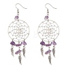 Natural Mixed Gemstone Chips & Pearl Chandelier Earrings EJEW-JE05281-2