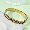 8MM 304 Stainless Steel Black Enamel Checkered Hinged Bangles for Women BJEW-C151-01G-3