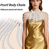 ABS Plastic Imitation Pearl White Round Beaded Multi-Layered Choker Necklaces for Women NJEW-WH0036-020KCG-5