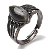 Natural Gemstone Horse Eye Adjustable Rings RJEW-K271-05R-3