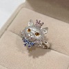 Alloy Rhinestone Cuff Open Rings WG3624E-01-3