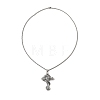 Cross with Dragon Alloy Pendant Necklace with 201 Stainless Steel Box Chains NJEW-D053-03AS-1