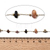 Handmade 304 Stainless Steel Chains with Gemstone Chip Beads CHS-K020-16G-3