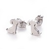 304 Stainless Steel Puppy Stud Earrings X-EJEW-F227-05P-1