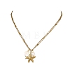Ocean Natural Shell Flower & Rice Pearl & 304 Stainless Steel Starfish Pendant 2-Strand Chain Necklaces for Women NJEW-JN06260-2