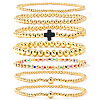 7Pcs Brass Round Beaded Bracelets for Women SB9067-7-1