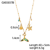 Starfish Shell Shape 304 Stainless Steel Cubic Zirconia Pendant Necklaces STAS-OY010-07G-2