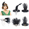 5Pcs 5 Styles Feather with Plastic Headbands OHAR-WR0001-08-1