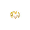 Heart Brass Micro Pave Clear Cubic Zirconia Cuff Rings for Women FS-WG66D21-01-5