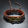 Motorbike Alloy & Cowhide & Jute Cord Braided Bracelets for Men FS-WG31926-02-2