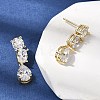 Teardrop Brass Micro Pave Clear Cubic Zirconia Dangle Stud Earrings EJEW-H180-14G-2