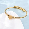 304 Stainless Steel Heart Beaded Cuff Bangle BJEW-K280-02G-3