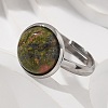 Half Round Natural & Synthetic Gemstone Finger Rings RJEW-M062-01P-23-7