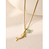 Ocean Style 304 Stainless Steel Shark with Natural Gemstone Chip Pendant Necklaces for Women FS-WGDF2F1-02-1