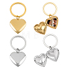 4Pcs 2 Colors Stainless Steel Photo Locket Keychains KEYC-FG0001-25A-1