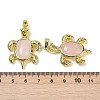 Natural Rose Quartz & Brass Pendants KK-F887-01G-15-3