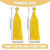 FIBLOOM 4 Pairs 4 Colors Polyester Tassels Earrings with Seed Beaded EJEW-FI0002-96-9