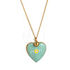 304 Stainless Steel Enamel Printed Mom Heart Locket Pendant Necklaces for Mother's Day Gift WG641EA-06-1