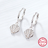 Anti-Tarnish Rhodium Plated 925 Sterling Silver Micro Pave Cubic Zirconia Dangle Hoop Earrings HH2530-2-2