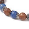 Natural Blue Aventurine & Wood Round Beaded Stretch Bracelet for Women BJEW-JB09379-4