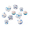 10Pcs 5 Styles Handmade Printed Porcelain Beads PORC-TA0001-81-3