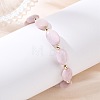 Natural Kunzite & Non-magnetic Synthetic Hematite Oval Beaded Stretch Bracelets for Women Men BJEW-JB13934-03-4