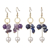 2 Pairs Natural Amethyst & Lapis Lazuli Dangle Earrings EJEW-JE06829-2