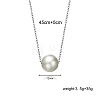 Elegant Stainless Steel 12mm Round Shell Pearl Bead Pendant Necklaces for Daily Wear DW4894-2-2