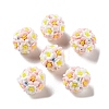 Luminous Polymer Clay Rhinestone Flower Beads RESI-C048-01D-1