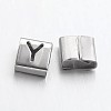 Tarnish Resistant Letter Style 201 Stainless Steel Square Slide Charms STAS-L132-21-1