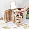 5-Tier Wood Jewelry Organizer Drawer Boxes with Mirror for Rings Earrings Bracelets Necklaces AJEW-WH0696-827-4