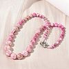 Dyed Natural Fossil Graduated Round Beaded Necklaces NJEW-F368-03P-4