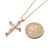 Fuchsia Cubic Zirconia Cross Pendant Necklace NJEW-JN04084-4