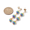 Resin Stripe Beaded Dangle Stud Earrings EJEW-JE05632-3