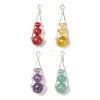 4Pcs 4 Styles Dyed Natural Quartz Crystal & Carnelian & Green Aventurine & Amethyst Round Beaded Pendants PALLOY-TA00347-01-1
