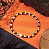 Halloween Skull Synthetic Magnesite & Glass Seed Beaded Stretch Bracelets Women BJEW-JB10525-02-2