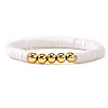 Brass & Polymer Clay Heishi Beads Stretch Bracelets for Women BK9964-12-1