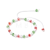 Christmas Handmade Glass Seed & Glass Braided Bead Bracelet BJEW-MZ00249-02-3
